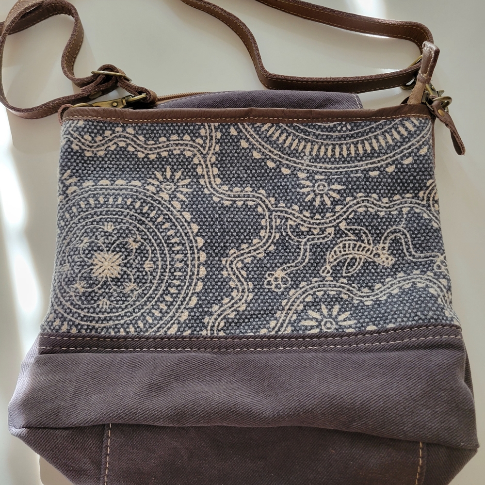 Myra Bag Brown, Cream, And Blue Crossbody Bag